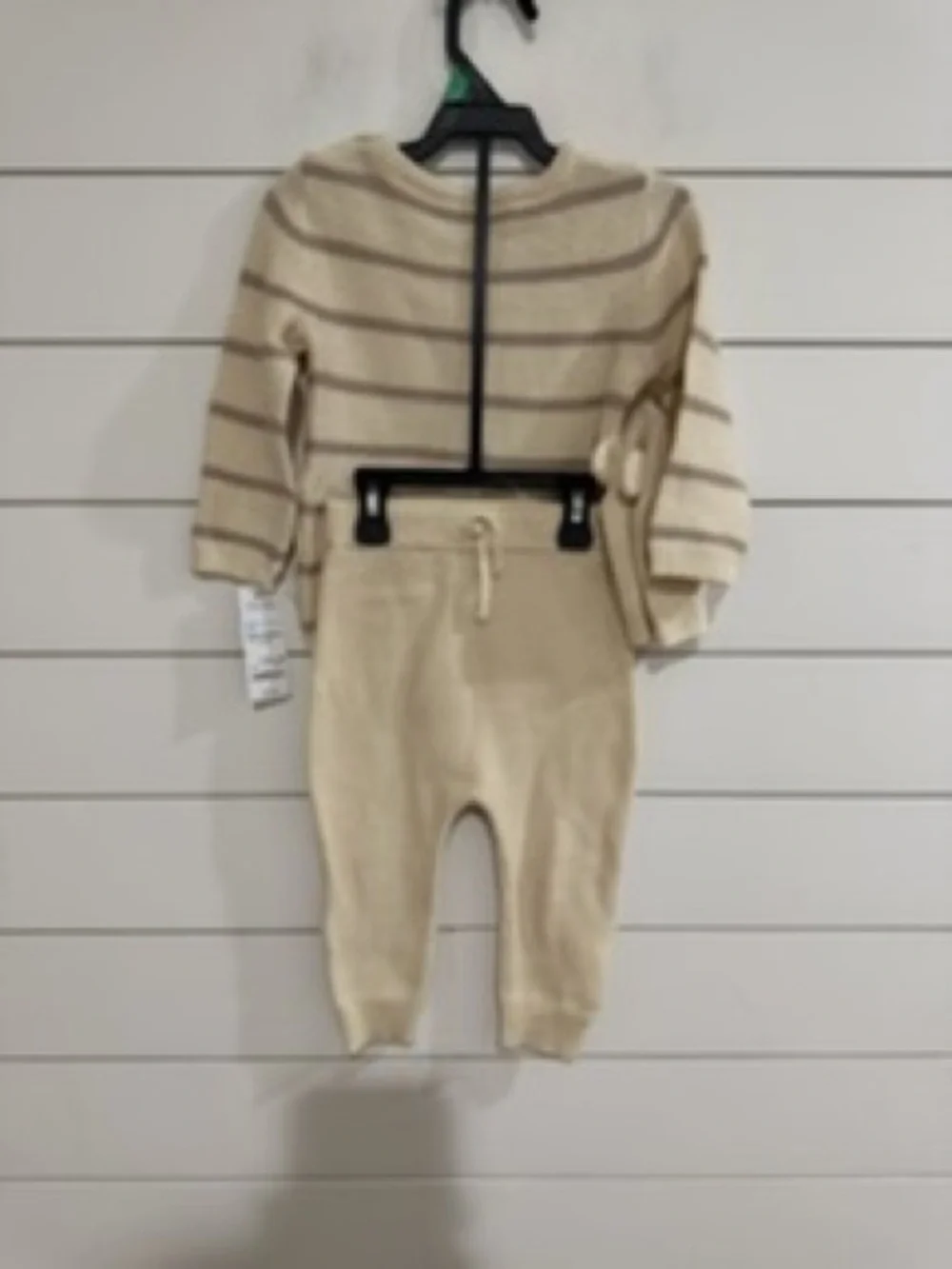 Striped Cream Baby Knit  3 piece Sweater Set
